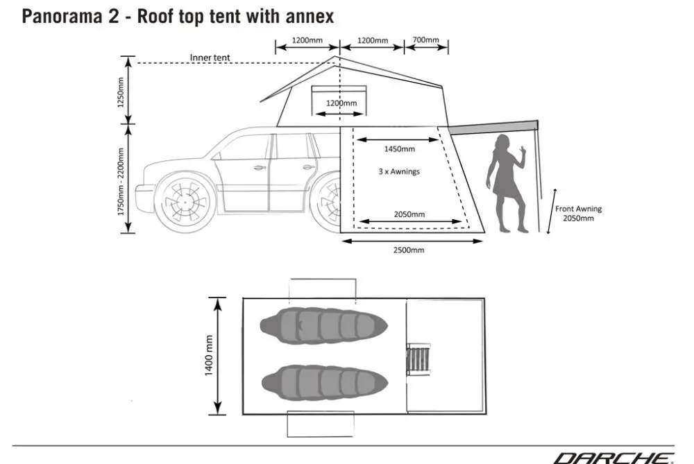 darche panorama 2 roof top tent with annex